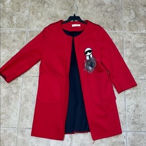 Long red jacket Karl lagerfeld inspired